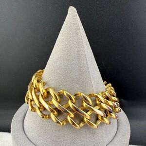Vintage Monet Bracelet Gold Tone Braided Chain 7.5"